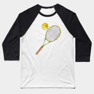 Tennis racket with tennis ball. color pencil Baseball T-Shirt